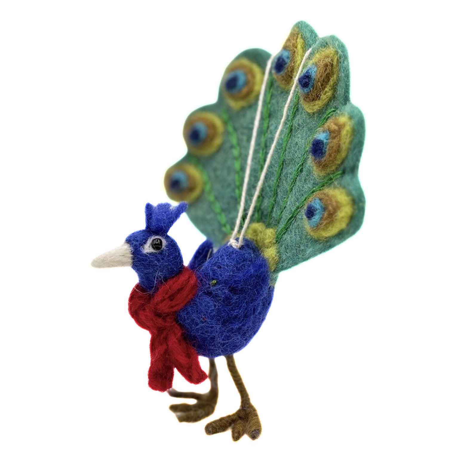 Amica Felt Festive Peacock With Scarf 12cm